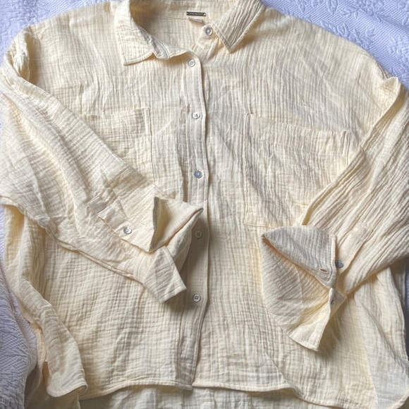 Magaschoni Tops - Magaschoni Cream Organic Cotton Textured Top